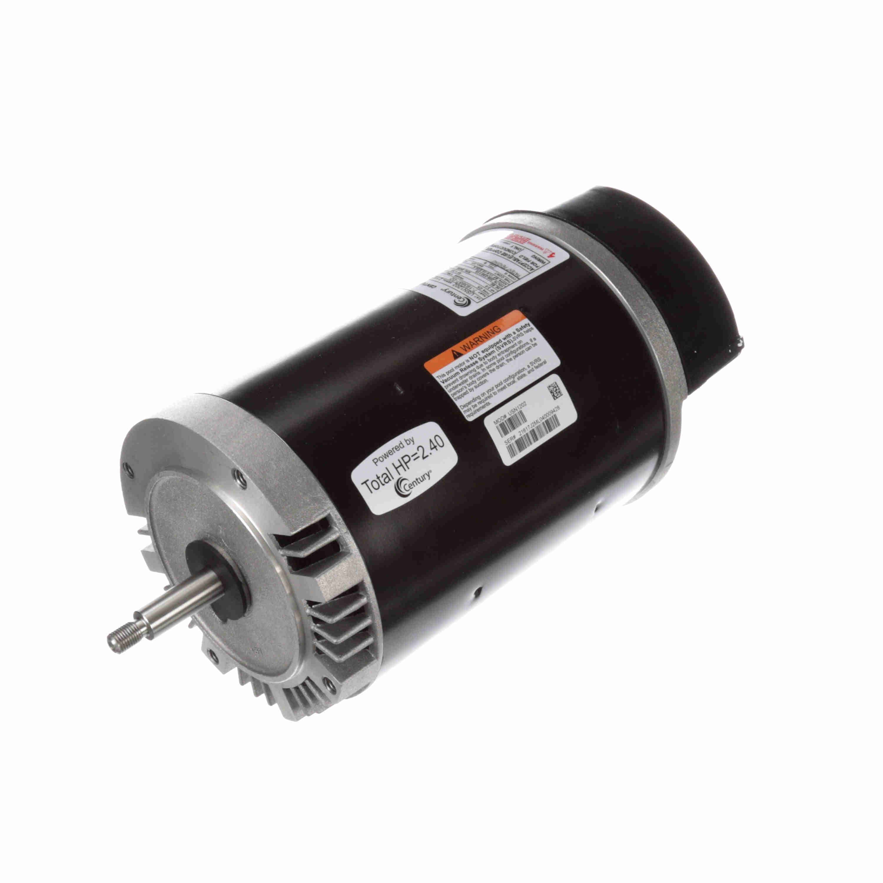 Century Pool Pump Motor, 2.0 HP, 1 Ph, 60 Hz, 208-230/115 V, 3600 RPM ...