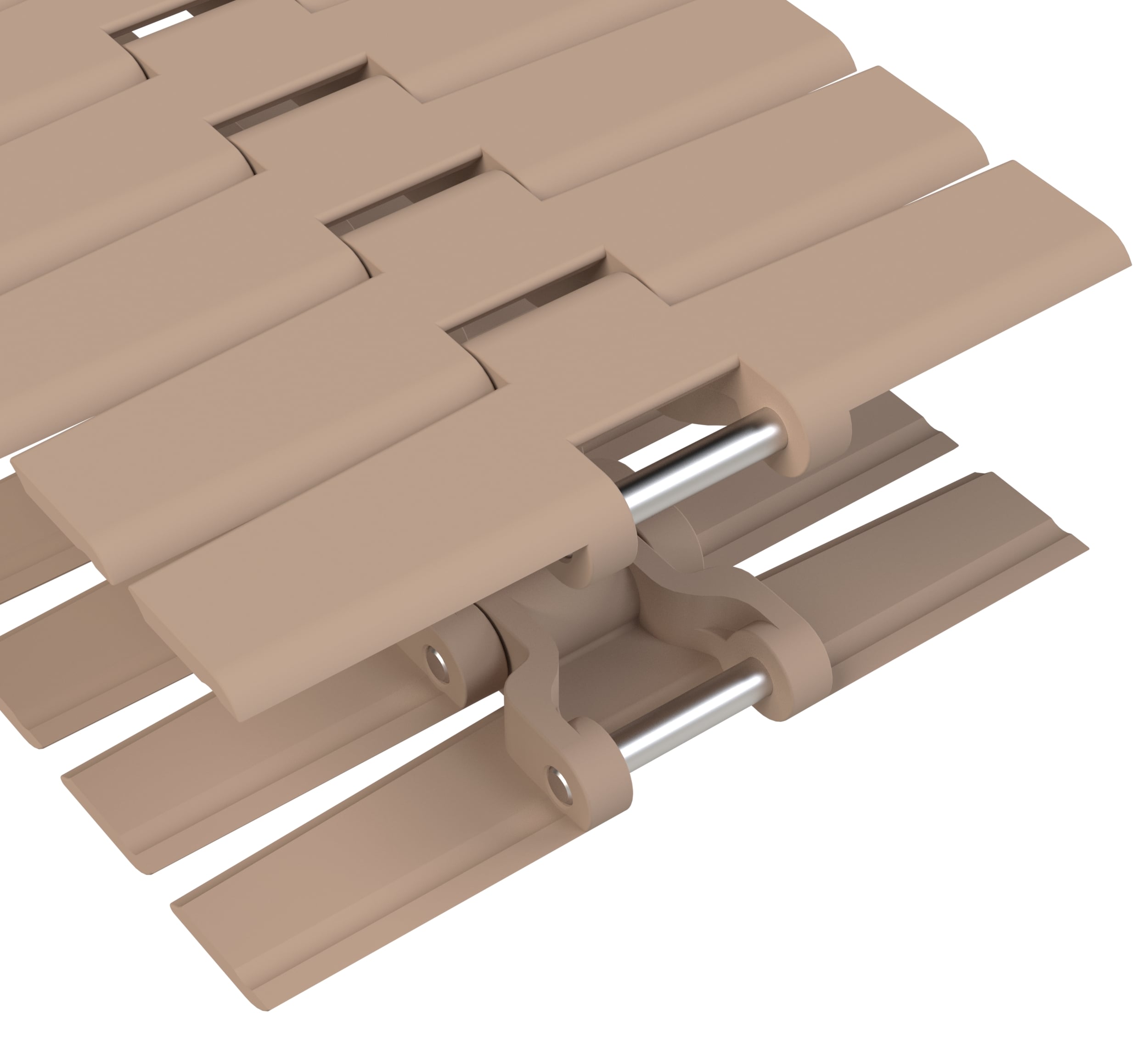 Rexnord HDFM Side-flexing Solid Top, Material: Tan Low Friction, Width: 7.5in, Pitch: 1.5in