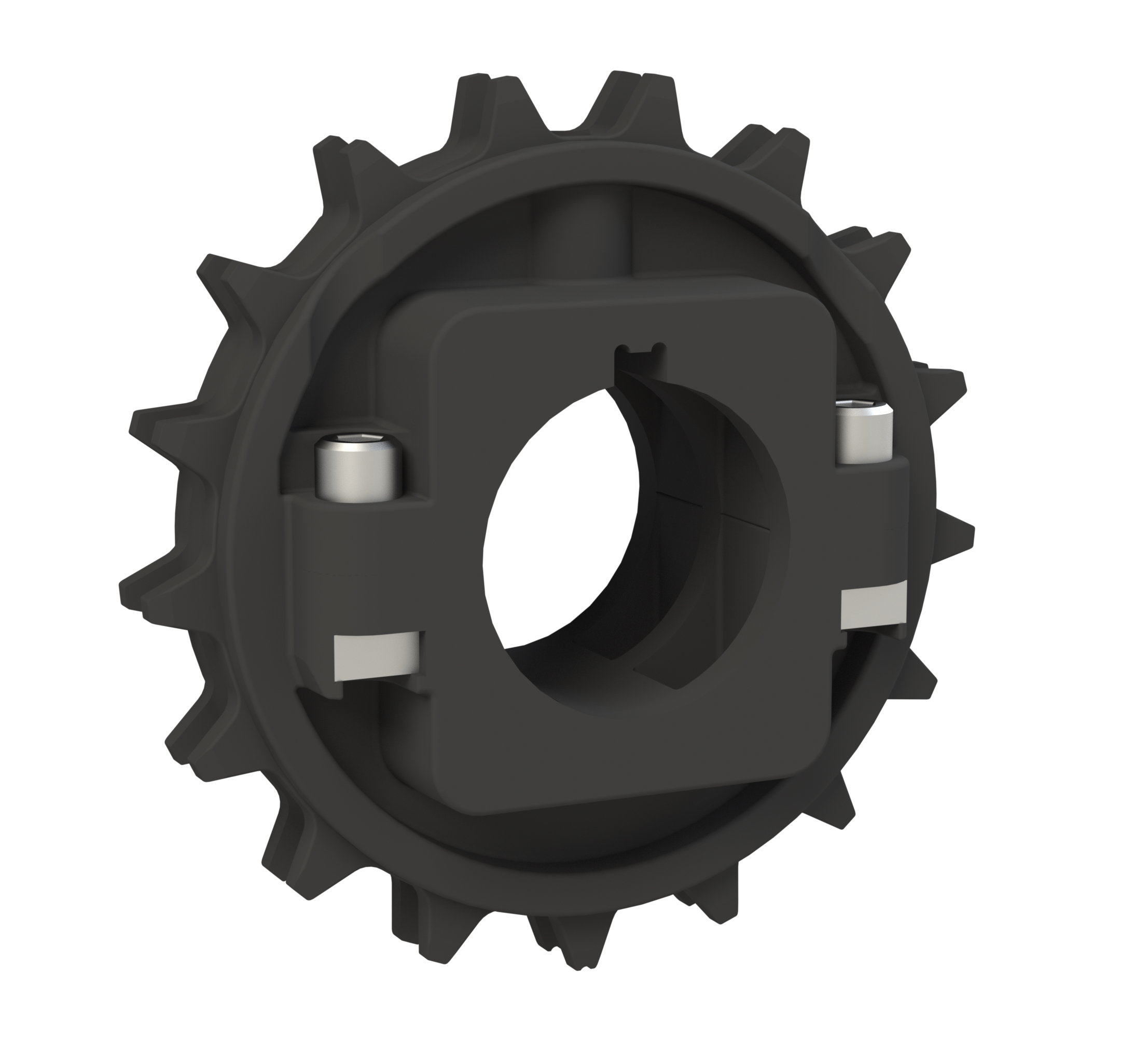 Rexnord 8500 Series Split Molded Nylon Sprocket and a 17 Teeth with 40mm Round Shaft-Ready Bore with Keyway & Setscrew
