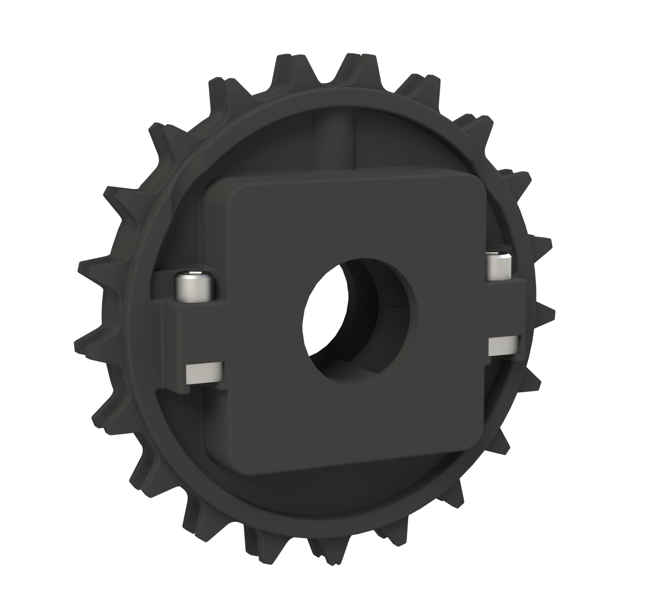 Rexnord 8500 Series Split Molded Nylon Sprocket with 21 Teeth and 1-1/4in Round Idler Bore