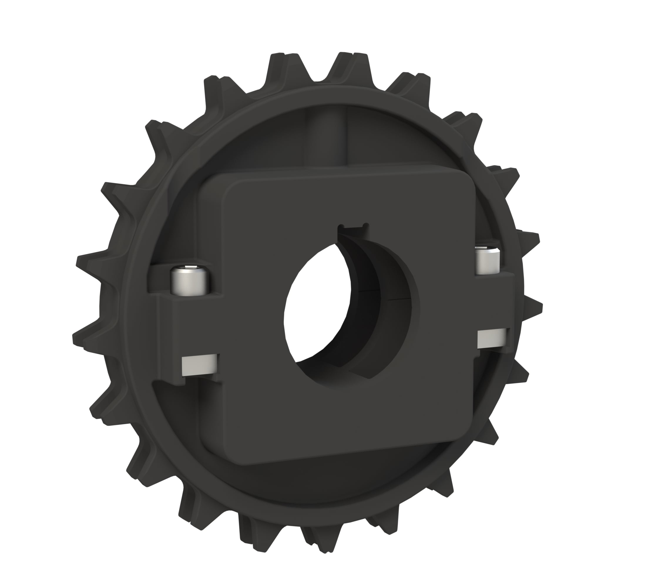 Rexnord 8500 Series Split Molded Nylon Sprocket and a 21 Teeth with 1-1/4in Round Shaft-Ready Bore with Keyway & Setscrew