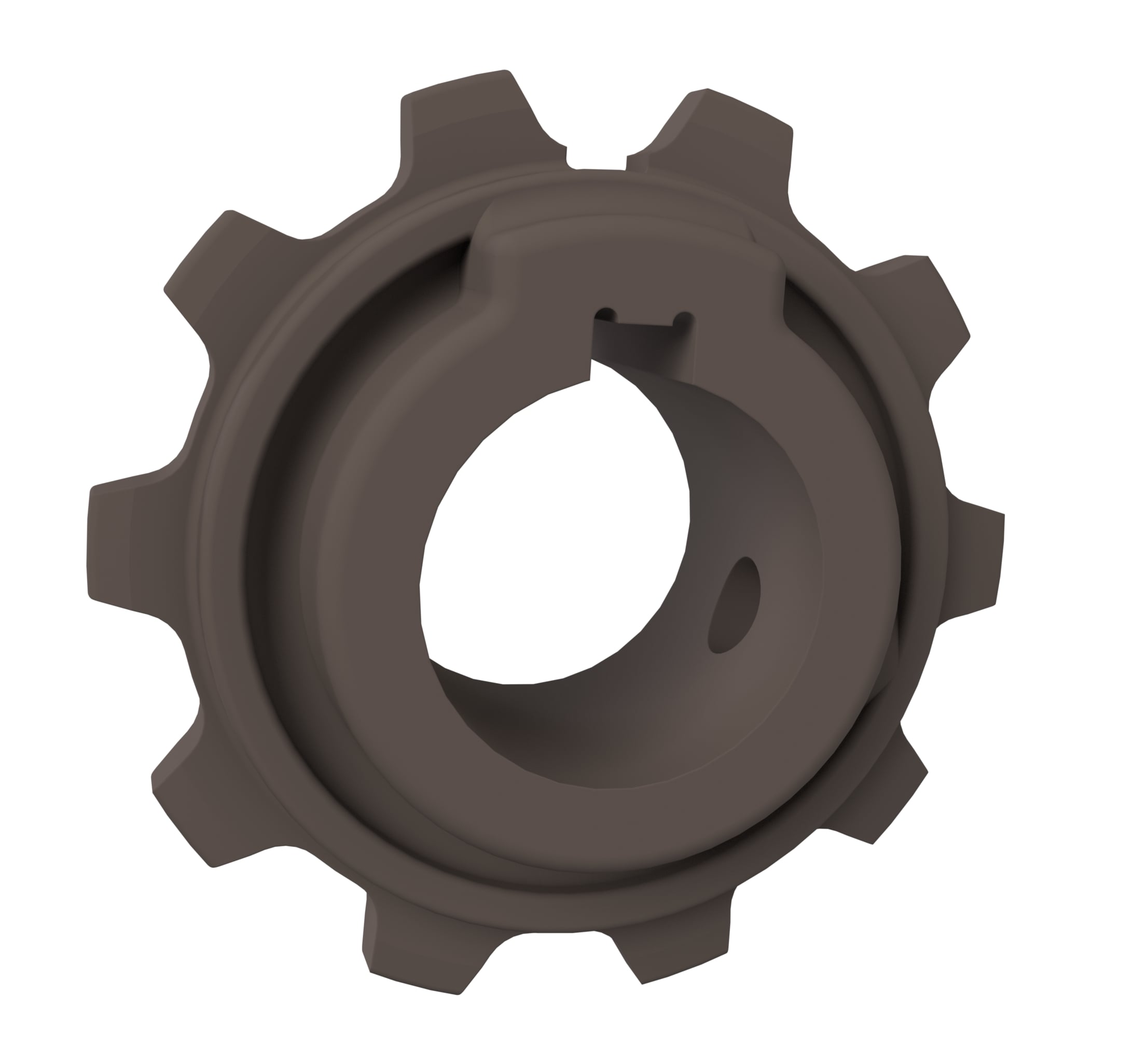 Rexnord 5930 Series Solid One Piece Molded Acetal Sprocket with 10 Teeth and a 25mm Round Shaft-Ready Bore with Keyway & 2 Setscrews