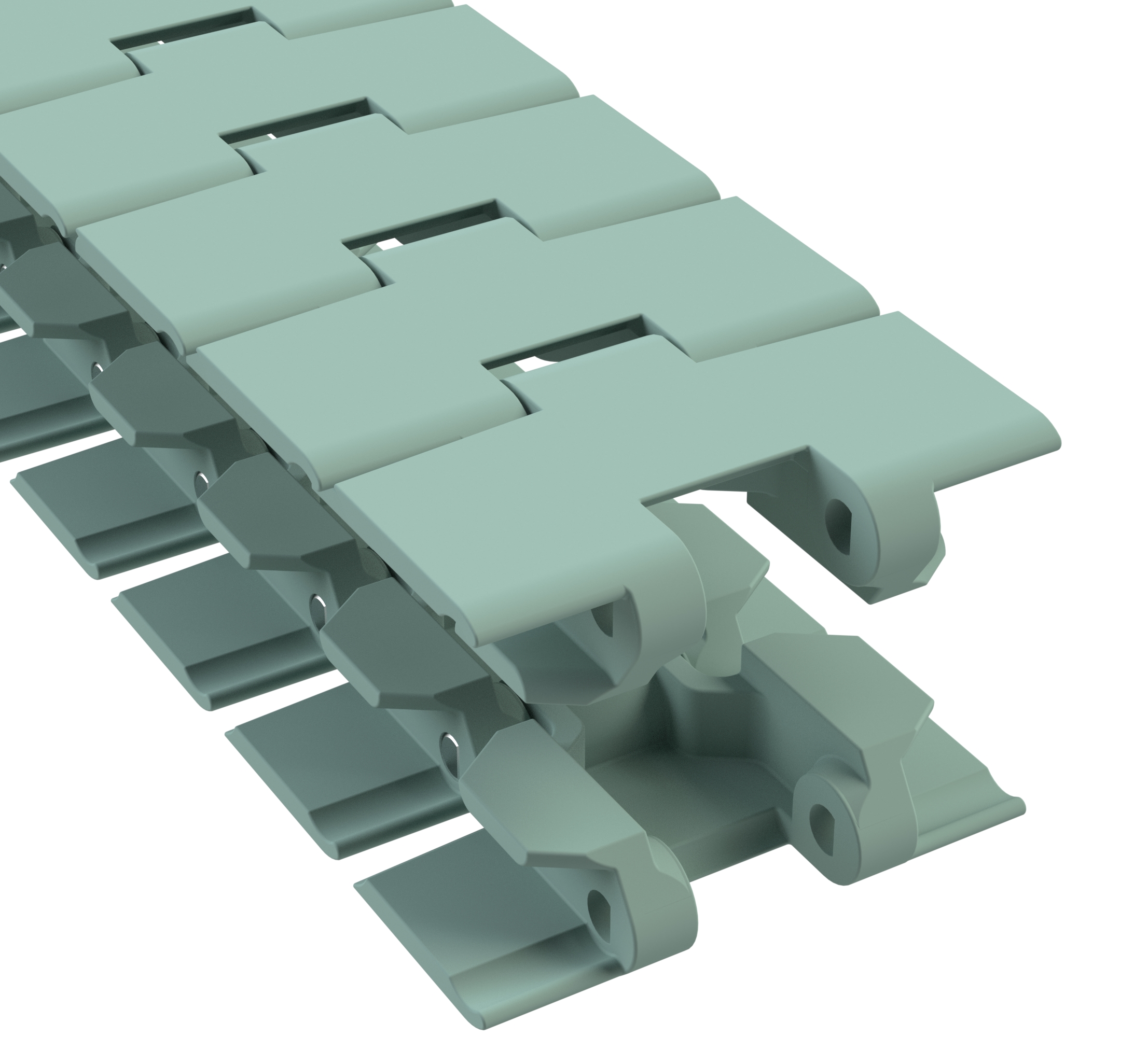 Rexnord 880TAB Side-flexing Solid Top, Material: Heat Stabilized (Green), Width: 3.25in, Pitch: 1.5in