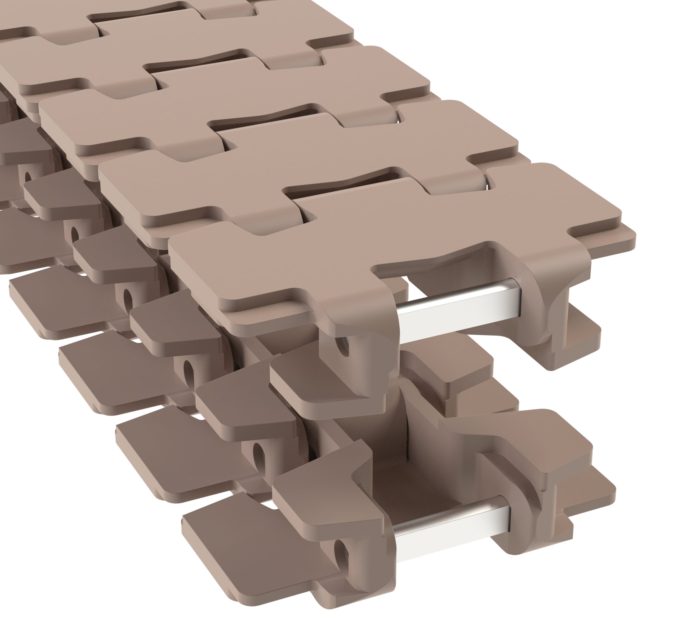Rexnord 879TAB BO Side-flexing Solid Top Tight Radius, Material: Tan Low Friction, Width: 3.25in, Pitch: 1.5in