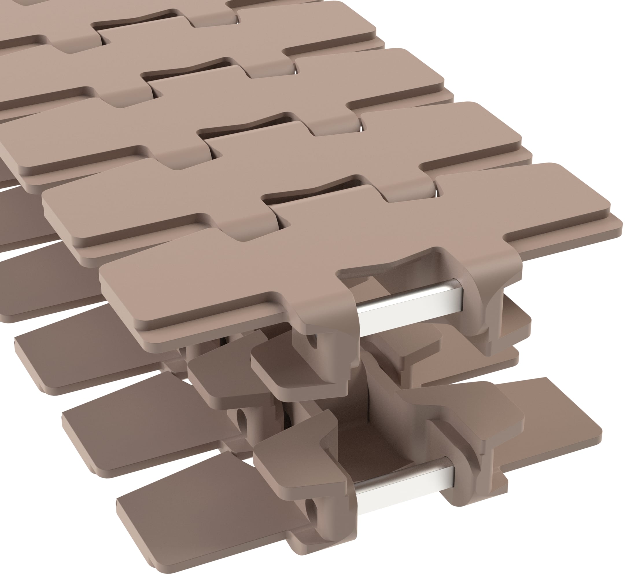 Rexnord 879TAB BO Side-flexing Solid Top Tight Radius, Material: Tan Low Friction, Width: 4.5in, Pitch: 1.5in