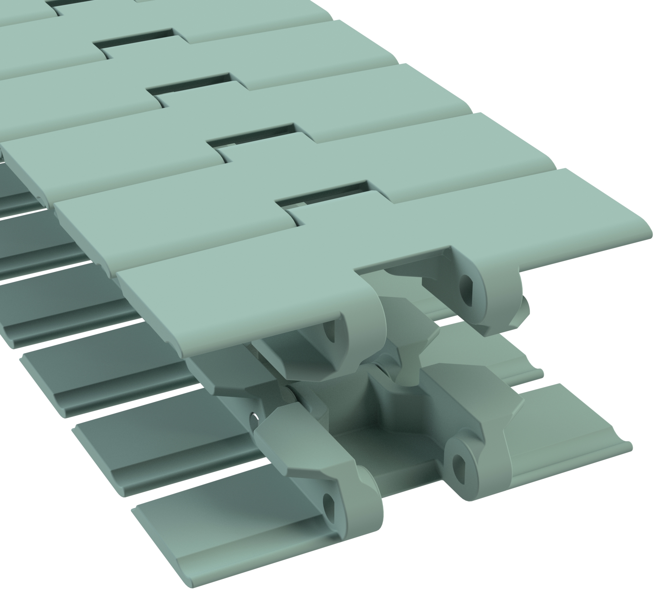 Rexnord 880TAB Side-flexing Solid Top, Material: Heat Stabilized (Green), Width: 4.5in, Pitch: 1.5in