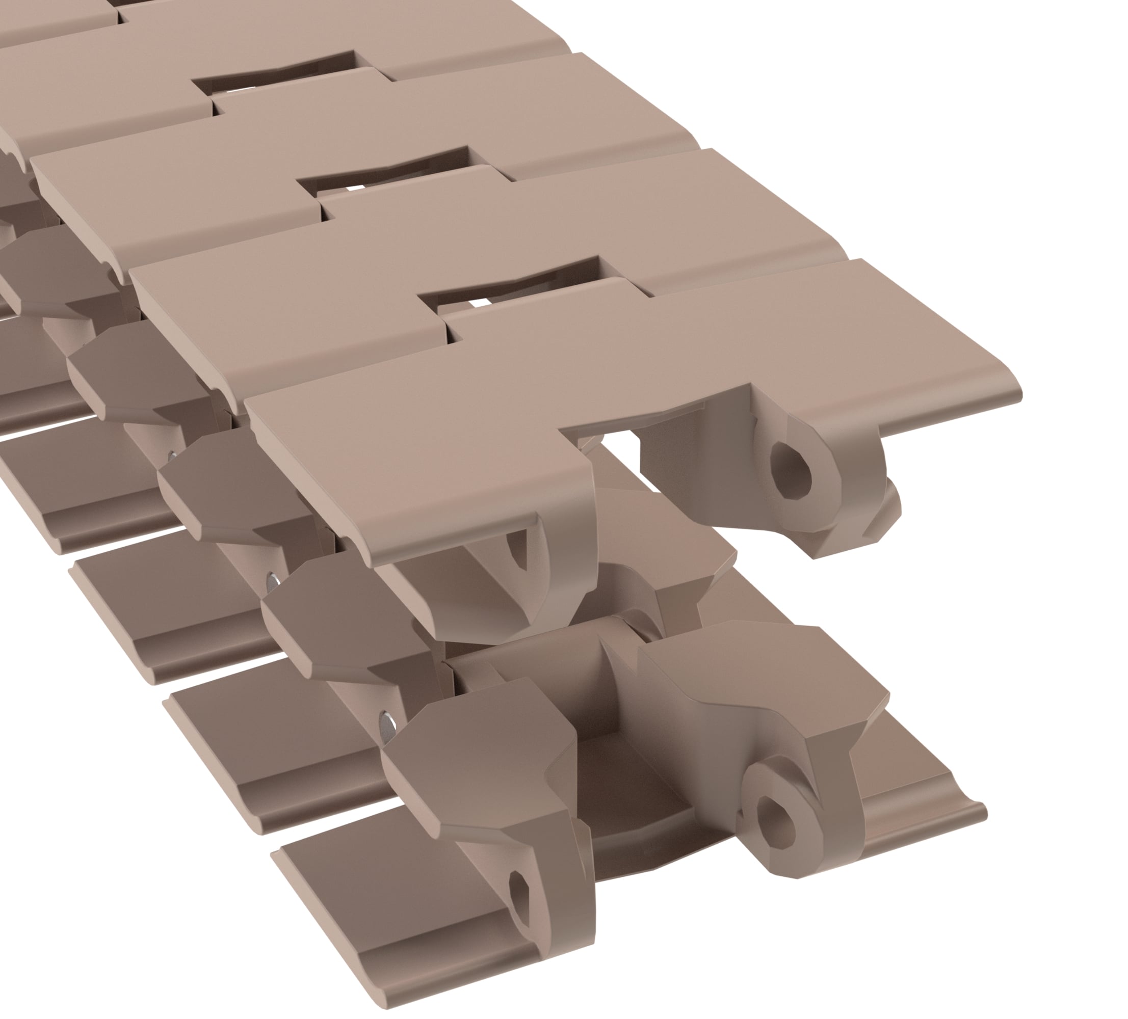 Rexnord 880TAB BO Side-flexing Solid Top Tight Radius, Material: Tan Low Friction, Width: 3.25in, Pitch: 1.5in