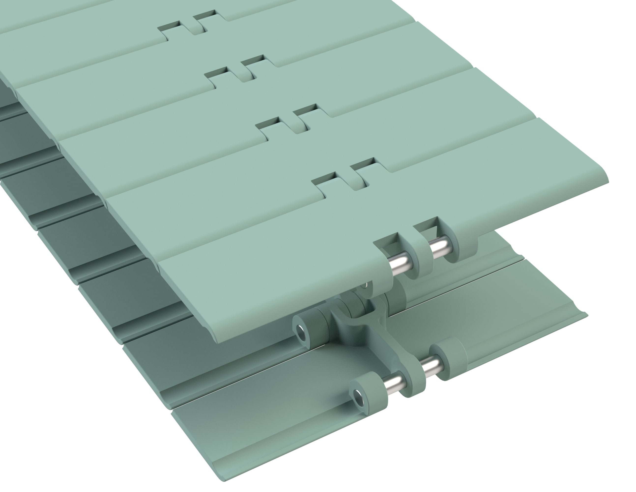 Rexnord 820 Straight Running Solid Top, Material: Heat Stabilized (Green), Width: 7.5in, Pitch: 1.5in