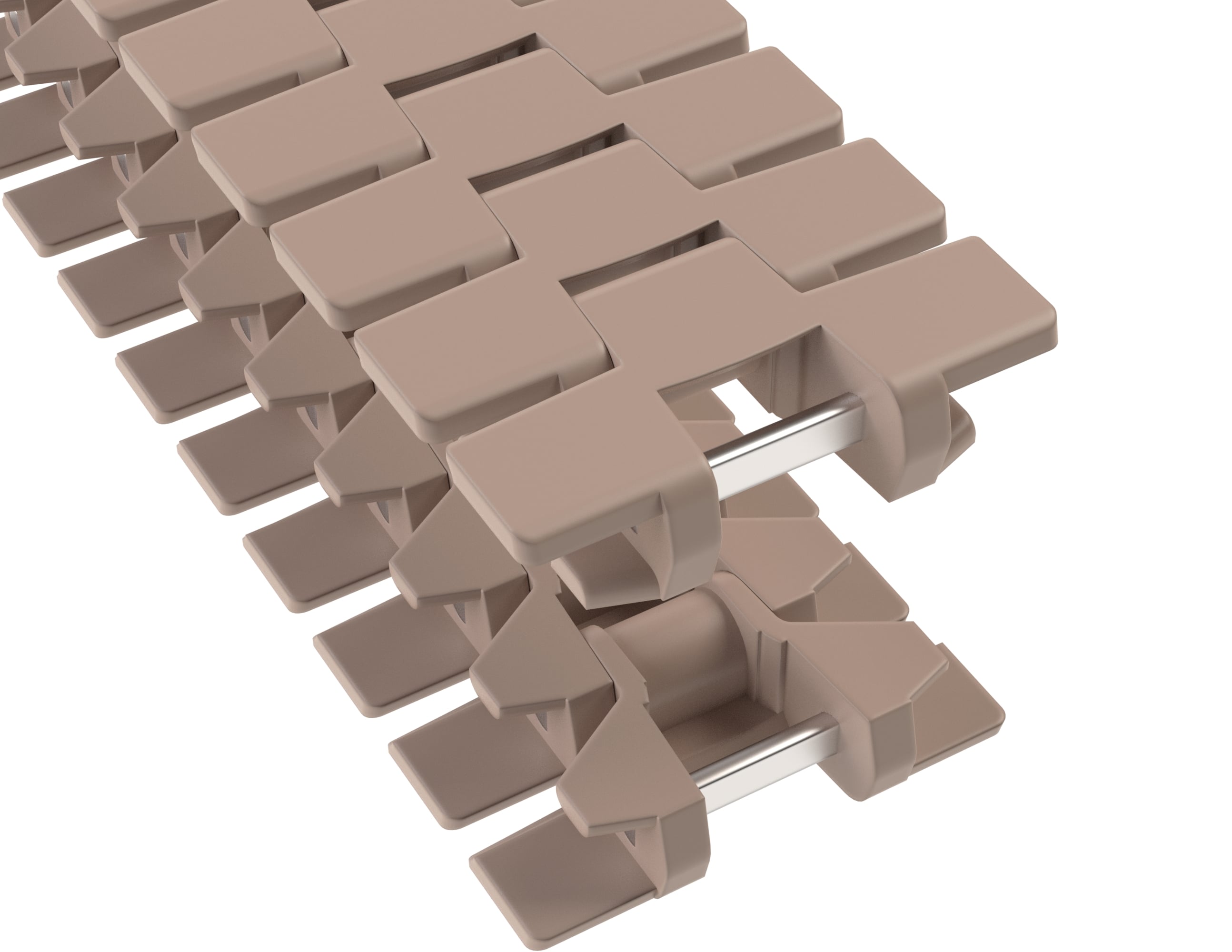 Rexnord 770TAB Side-flexing Solid Top, Material: Tan Low Friction, Width: 3.25in, Pitch: 1in