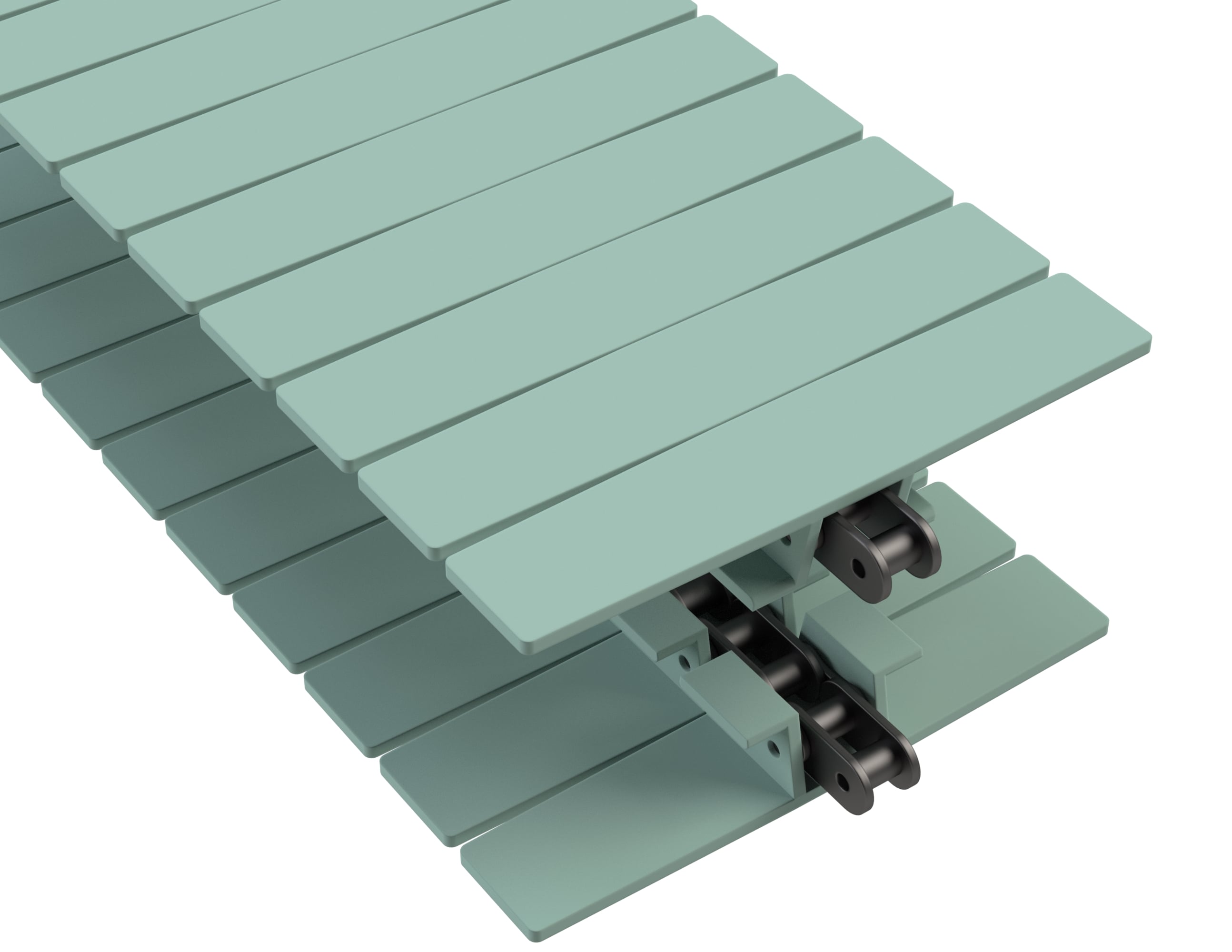 Rexnord 1873TAB Side-flexing Solid Top, Material: Heat Stabilized (Green), Width: 7.5in, Pitch: 1.5in