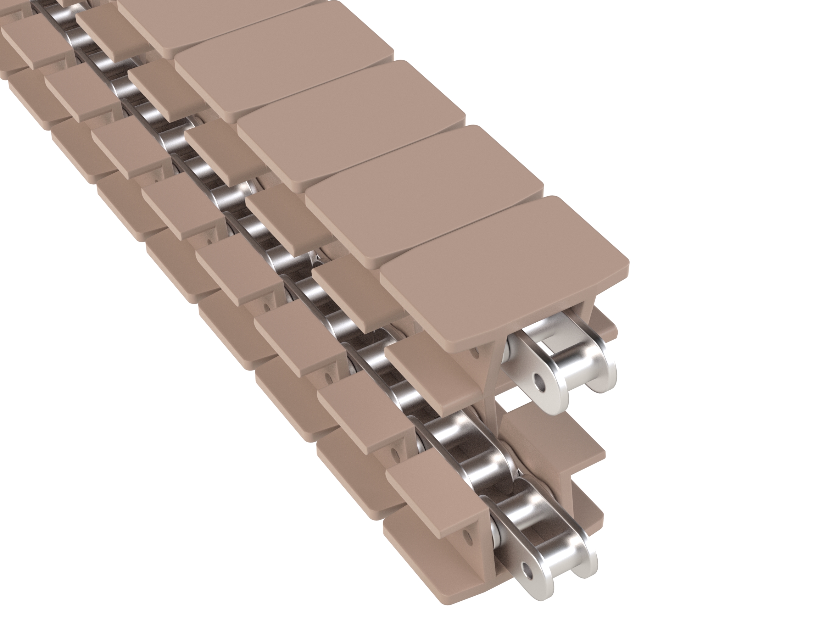 Rexnord 1873TAB Side-flexing Solid Top, Material: Tan Low Friction, Width: 2.25in, Pitch: 1.5in