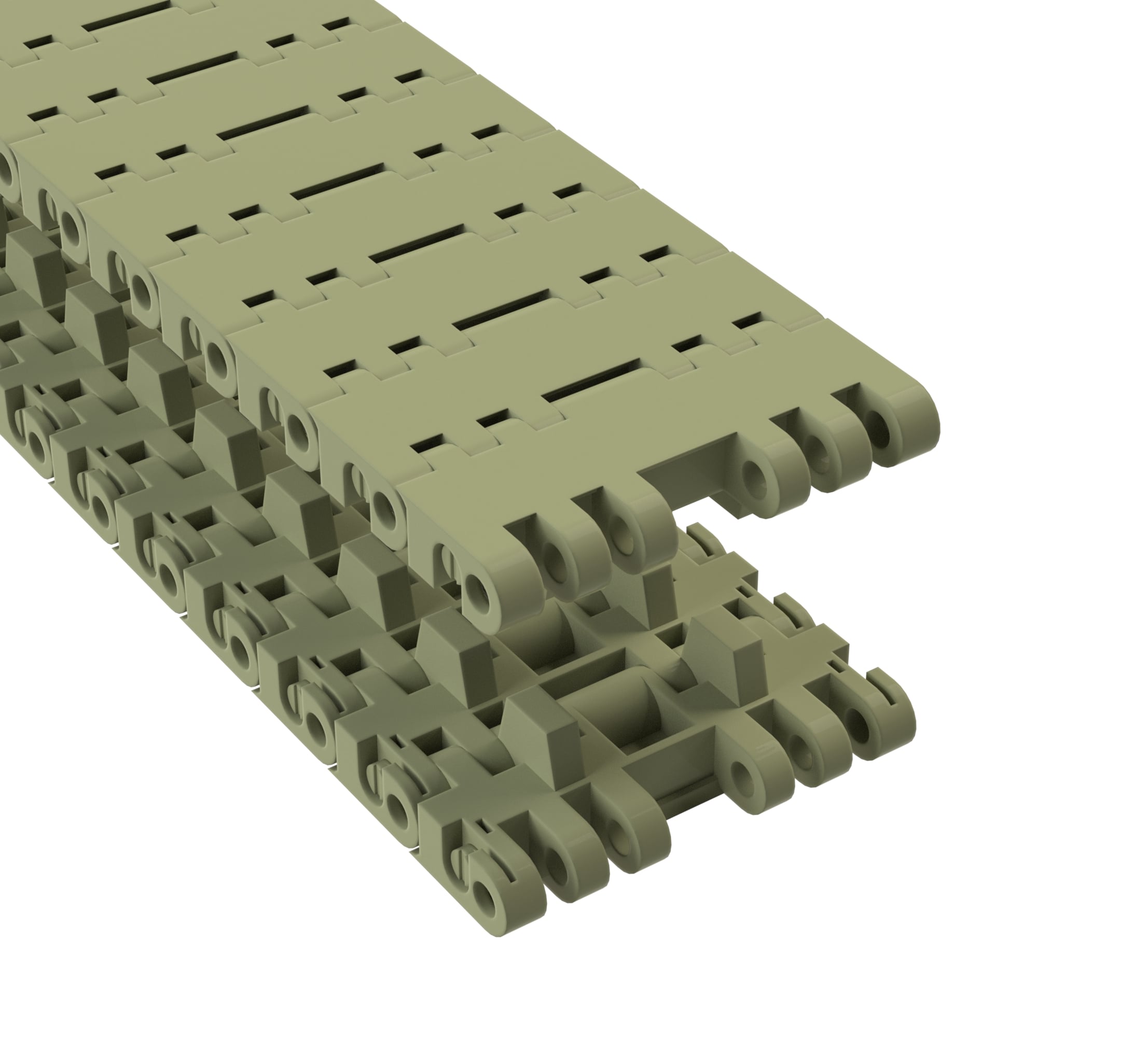 Rexnord 7705 Straight Running Solid Top, Material: Green Abrasion Resistant Polyamide, Width: 3.25in, Pitch: 1in