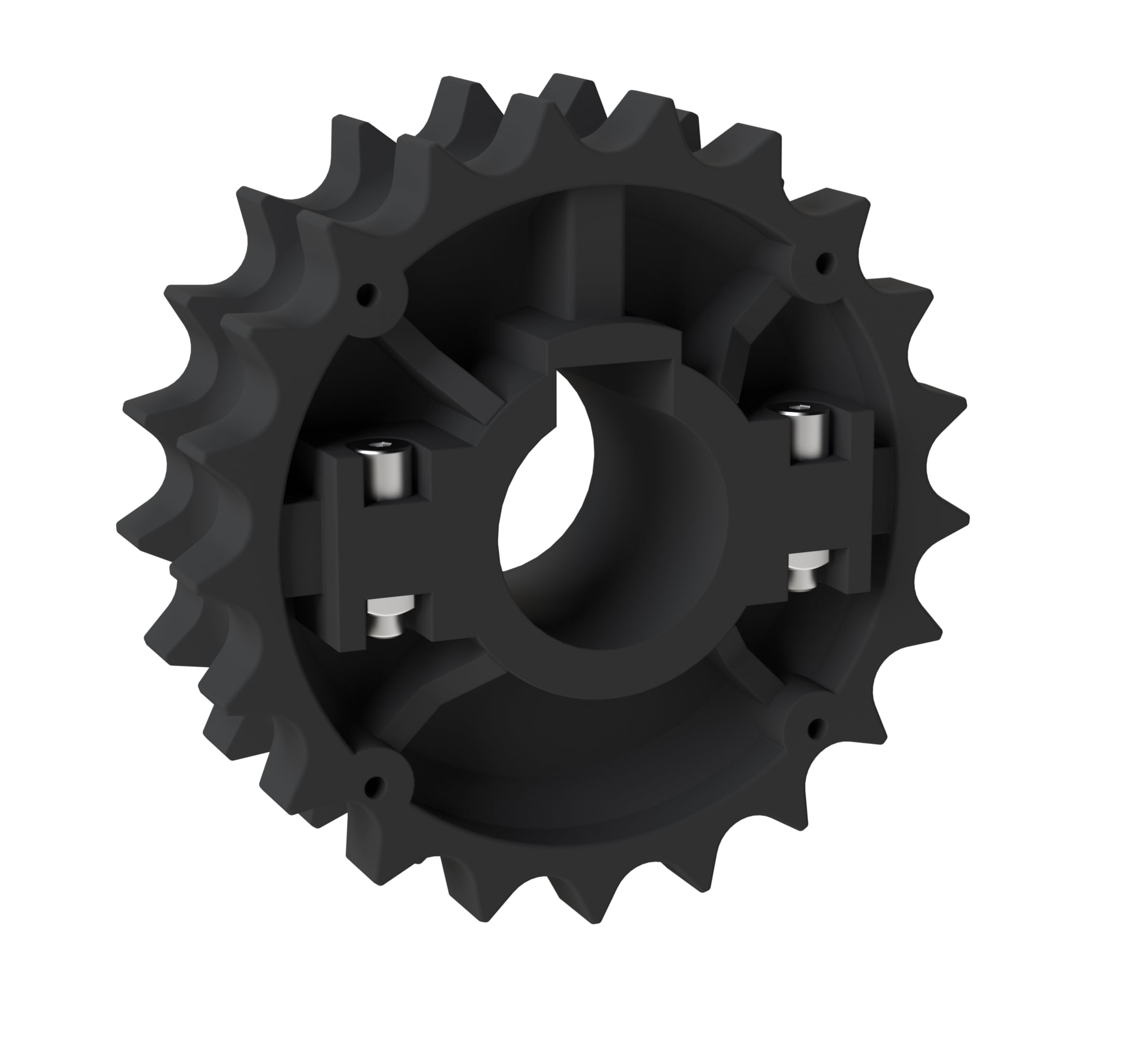 Rexnord 820 Series Split Molded Nylon Sprocket and a 21 Teeth with 1in Round Shaft-Ready Bore with Keyway & Setscrew