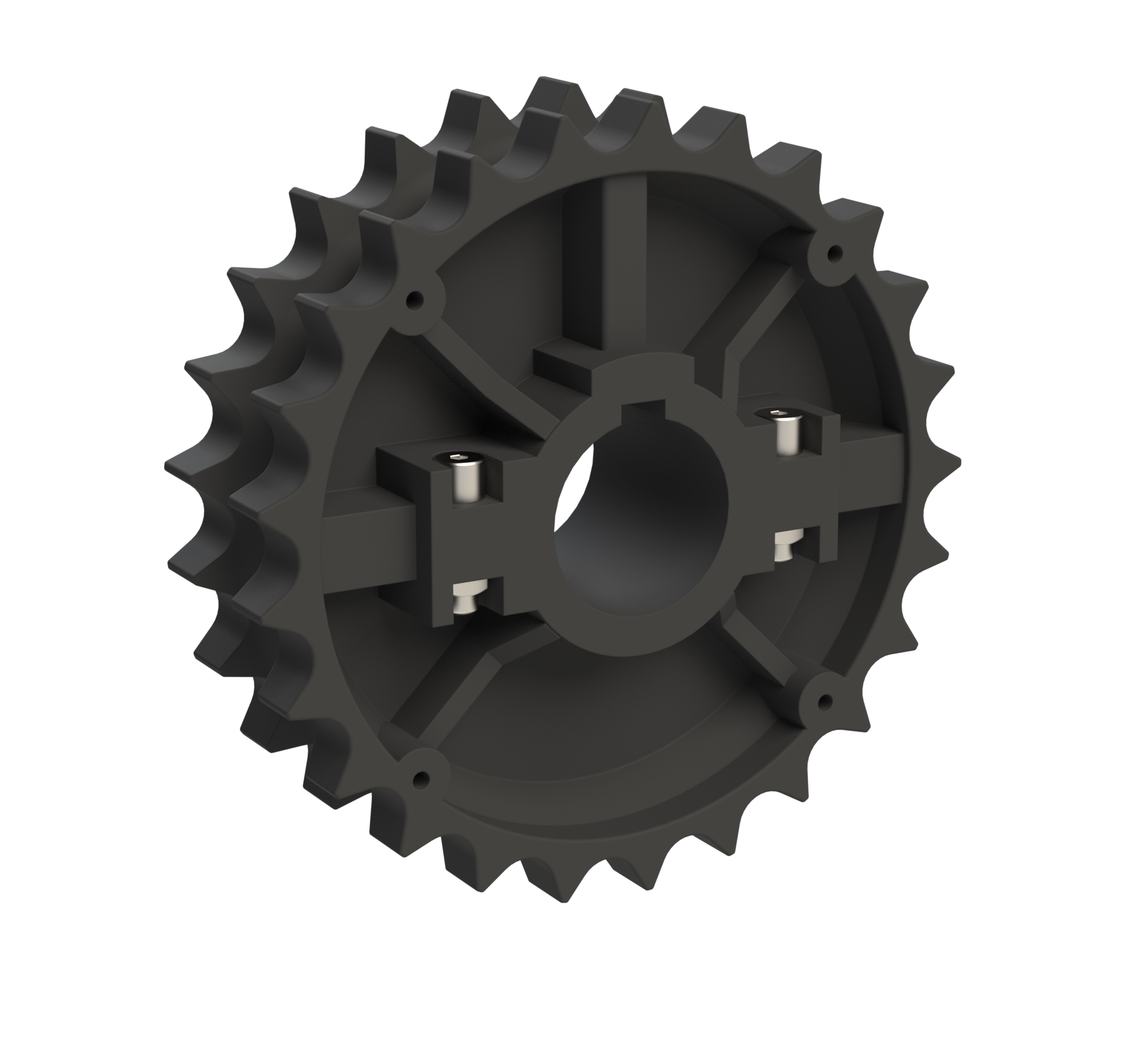 Rexnord 820 Series Split Molded Nylon Sprocket and a 25 Teeth with 1-3/16in Round Shaft-Ready Bore with Keyway & Setscrew