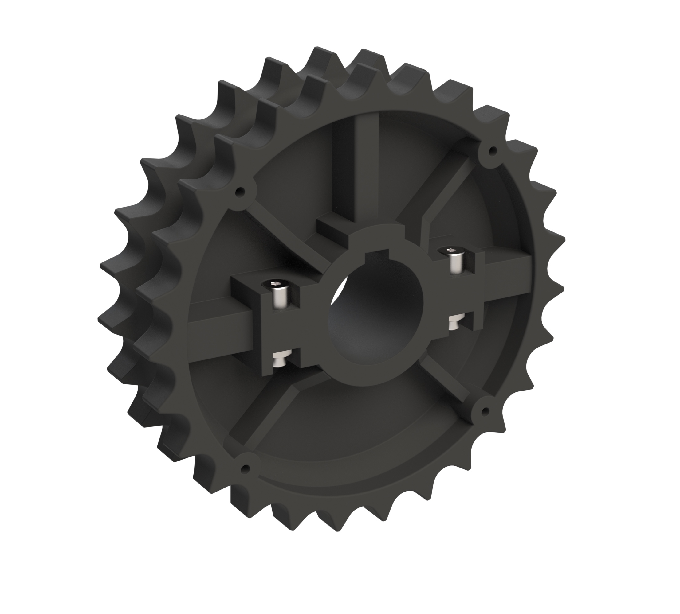 Rexnord 820 Series Split Molded Nylon Sprocket and a 27 Teeth with 1in Round Shaft-Ready Bore with Keyway & Setscrew